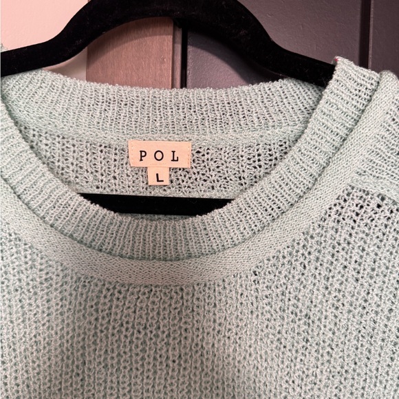POL brand lightweight sweater, size large but fits to 1XL. Light blue color - Picture 3 of 4